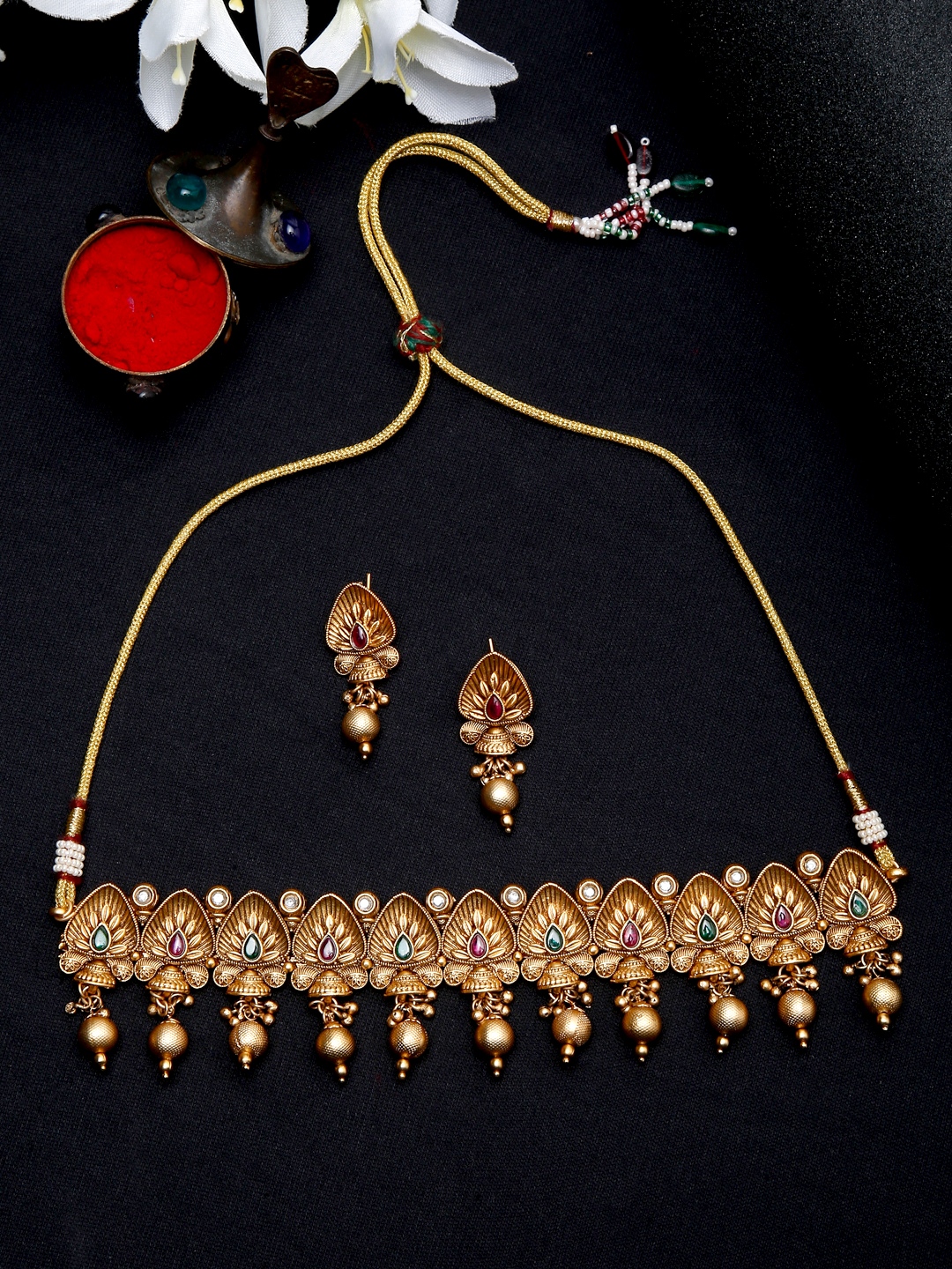 YouBella Jewellery Celebrity Inspired Gold Plated Necklace Jewellery Set for Girls and Women